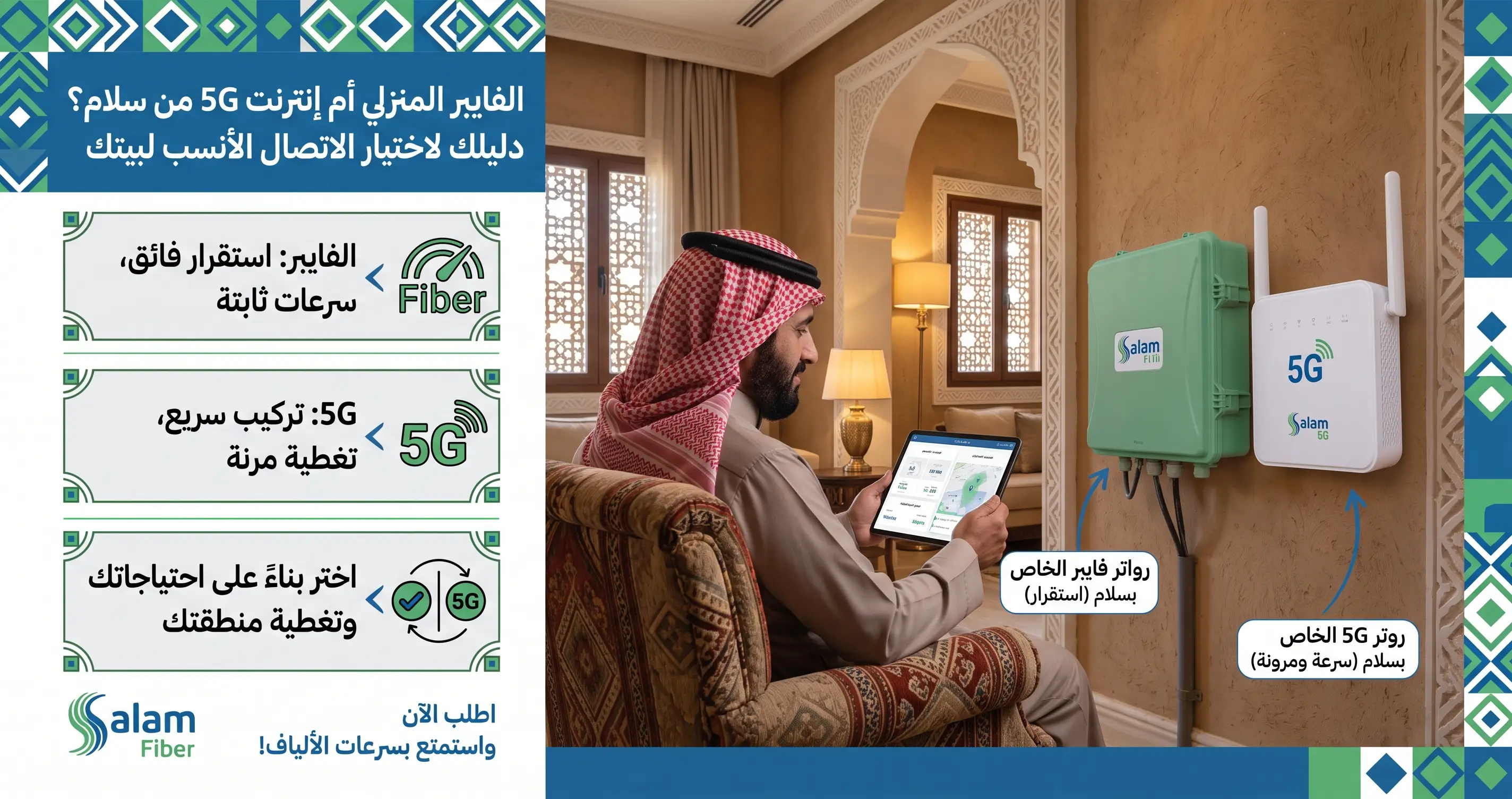 Comparison between Salam FTTH fiber optic router and HomeFi Max 5G wireless modem