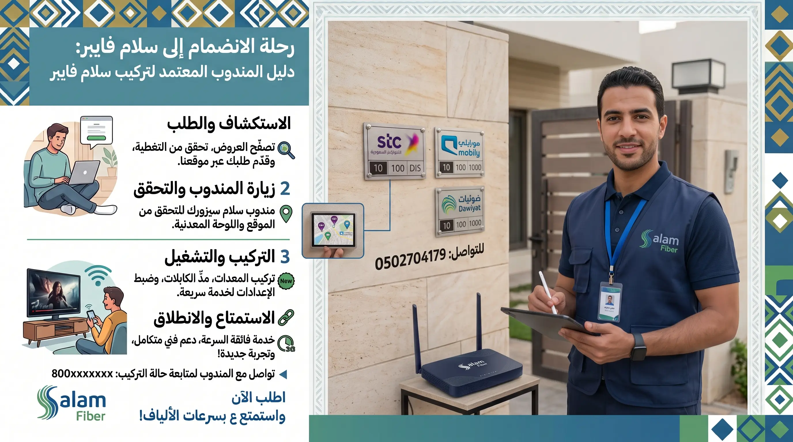 Switching home internet to Salam Fiber via Open Access broadband network from STC or Mobily